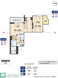 シャルム 1LDKの間取図画像