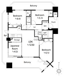 クレスタ梅田EASTアヴァンツィオ 4LDKの間取図画像