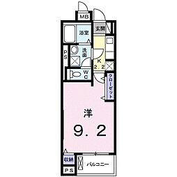 パフュームIII 4階1Kの間取り