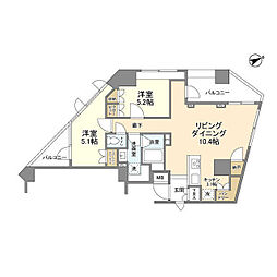 ザ・パームス代々木上原コスモテラス 2DKの間取図画像