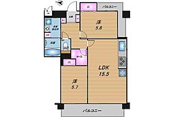 ライオンズマンション松山 2LDKの間取図画像