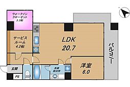 ライオンズマンション泊 1LDKの間取図画像