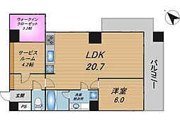 ライオンズマンション泊 1LDKの間取図画像
