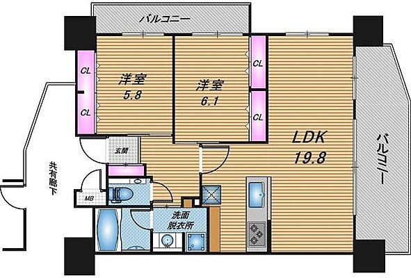 間取り プレサンスロジェ城間ヴォール 8階/-