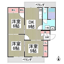 ホワイトヒルマンション 3DKの間取図画像