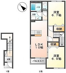 メルヴェイユ 2LDKの間取図画像