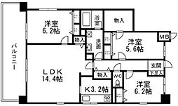 スパシオコモド平尾 3LDKの間取図画像