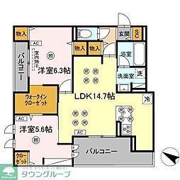 GrandValley博多 2LDKの間取図画像