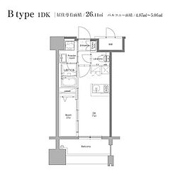 エンクレスト博多スタイル 1DKの間取図画像