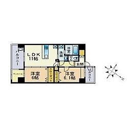 バルセロナ薬院 2SLDKの間取図画像