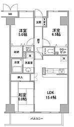 パロス美野島 3LDKの間取図画像