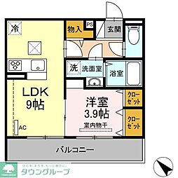 ラ・ルート若宮 1LDKの間取図画像