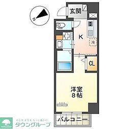 セラヴィ箱崎 1Kの間取図画像