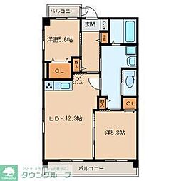 大和 2LDKの間取図画像