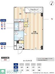 KDXレジデンス西新 1DKの間取図画像