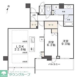 プレミスト天神赤坂タワー 2LDKの間取図画像