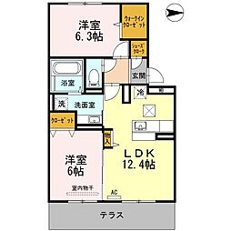 D-room笹丘 2LDKの間取図画像
