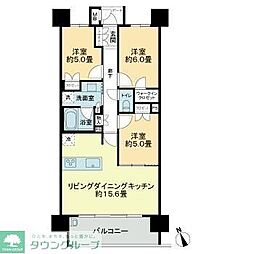MJR千早ミッドスクエア 3LDKの間取図画像