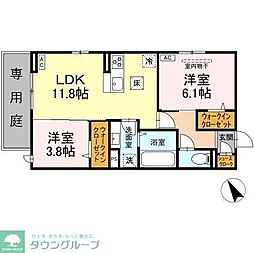 トリシア野多目I I 2LDKの間取図画像