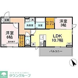 トリシア野多目I I 2LDKの間取図画像