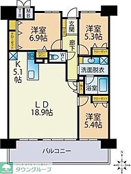 モントーレ香椎浜サーフタワーウェストウィング 3LDKの間取図画像