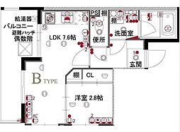 レジデンシャルヒルズリバープレイス 1LDKの間取図画像