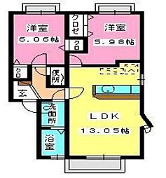 パークサイドY&YA棟 2LDKの間取図画像