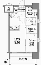 エンクレスト天神サイド 1LDKの間取図画像