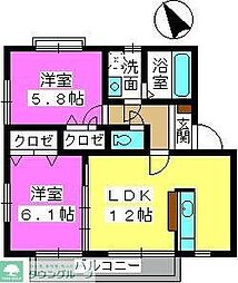 ラヴィアンローズ 2LDKの間取図画像
