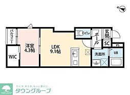 ルノーア寺塚 1LDKの間取図画像
