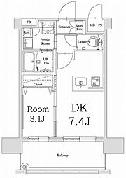 エンクレスト天神GLEE 1DKの間取図画像