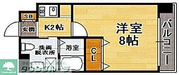 ピュアドームティアラ大手門 1Kの間取図画像