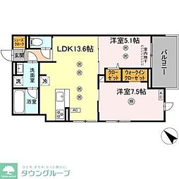 (仮称)D-ROOM東雲町 2LDKの間取図画像