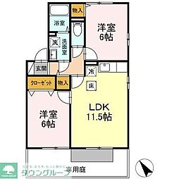ルポ・シェソアB棟 2LDKの間取図画像