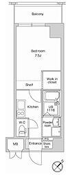 エンクレスト祇園 1Kの間取図画像