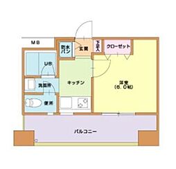 ニューロング博多 1Kの間取図画像