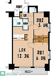 クリエート住吉 2LDKの間取図画像