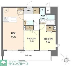 S-RESIDENCE博多駅東awesome 2LDKの間取図画像