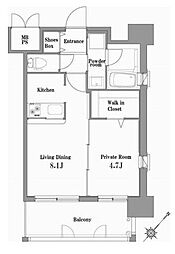 エンクレスト天神ステージ 1LDKの間取図画像
