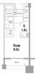 エンクレスト呉服町 1Kの間取図画像