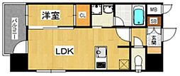 プライムアーバン博多東 1LDKの間取図画像
