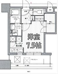 アクタス天神北 1Kの間取図画像