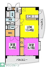 グリシーヌ空港 2LDKの間取図画像
