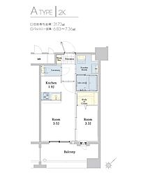 エンクレスト博多駅東2 1LDKの間取図画像
