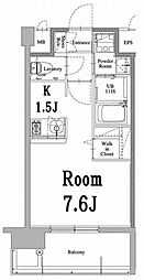 エンクレスト天神LARK ワンルームの間取図画像