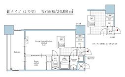 リアンプレミアム大濠公園 1LDKの間取図画像