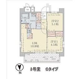 プレスタイル箱崎ステーション 2LDKの間取図画像
