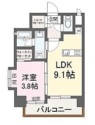 ありがとうヴィラ博丈下川端 1LDKの間取図画像