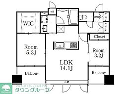 エンクレスト博多プレミア 2LDKの間取図画像