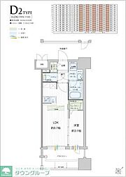 グランフォーレ千早マークスクエアイーストウイング 1LDKの間取図画像